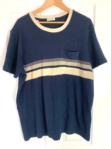Selected Homme blocking short sleeve t shirt navy/beige, pocket, size 2XL NWT - Picture 1 of 12