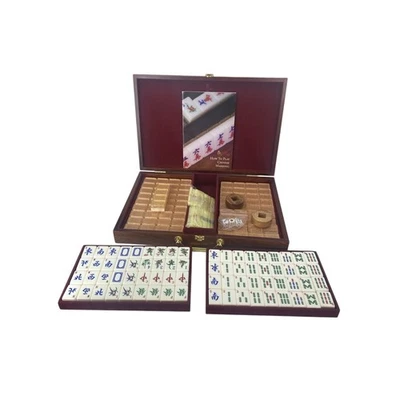 Chinese Mahjong Set “Golden Fortune” Yellow Mountain Imports Gold Glitter Tiles - Image 1 of 4