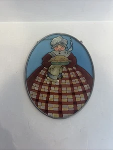 Vintage Buntglas Oma Backt einen Apfelkuchen Sonnenfänger/hängend/7" lang - Bild 1 von 6