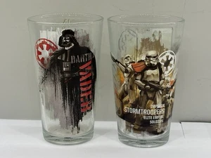 Star Wars Drinking Glasses Set of 2 Darth Vader, Storm Troopers, Jyn, K-2so - Picture 1 of 6