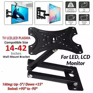 Full Motion TV Wall Mount Bracket Swivel Tilt 14 18 26 32 40 42 Inch LED LCD UK - Picture 1 of 12