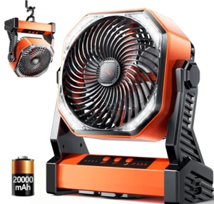 Ventilador LED para Camping con Luz, Batería Recargable 20000mAh, Ventilador para Tienda Exterior - Imagen 1 de 10