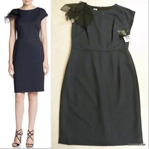 NWT ANNE KLEIN Size 10 Organza Silk Flutter Sleeve Textured Front Sheath Dress - Picture 1 of 12