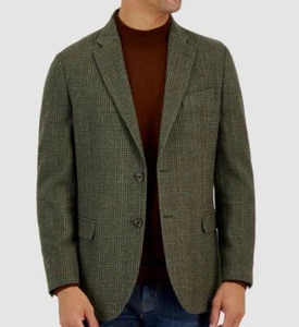 Nautica Men's Green Modern-Fit Plaid Tweed Sport Coat Size 46L - Picture 1 of 1