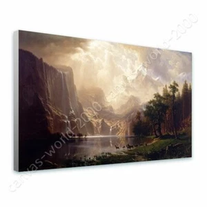 Among The Sierra Nevada Mountains by Albert Bierstadt | Ready to Hang Canvas | - Picture 1 of 5