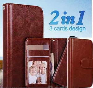 Samsung Galaxy S9+ Leder Wallet Case / abnehmbare magnetische Handyhalterung, braun - Bild 1 von 7