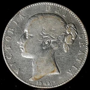 Gran Bretagna 1845 Corona Victoria Young Head moneta d'argento - Foto 1 di 6