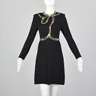 Pull noir M Pat Sandler robe manches longues perles petite robe noire années 80 vintage