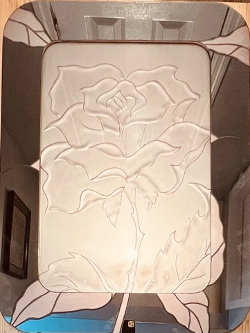 Vintage Art Deco Nouveau Wall Art Mirror Pink Rose Gold 3D Art Flower Cover