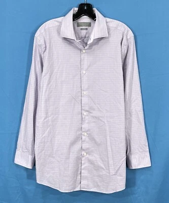 PERRY ELLIS Premium SLIM FIT Purple CHECK Twill BUTTON-UP Dress Shirt 16.5 32/33 - Image 1 of 4