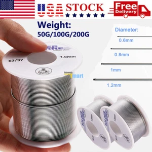 63/37 Tin/Lead Solder Wire Rosin Flux Core - 0.6MM 0.8MM 1MM 1.2MM - 50G~200G - Picture 1 of 20