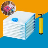 New 5pcs Vacuum Storage Bag Space Saver+Hand Pump For Travel Seal Clothes Tools