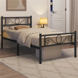 Stabiles Metallbett Metallrahmenbett mit Lattenrost 200 �� 90 cm Schwarz wie Neu - Bild 1 von 12