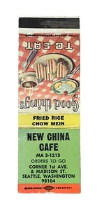 Nueva cubierta vintage de caja de cerillas China Café Seattle Washington - Imagen 1 de 1