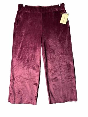 Michael Kors Women's Velour Straight Leg Designer Pants Red Size X-Large - Image 1 of 4