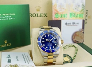 ROLEX - 18kt Gold & SS Submariner 41 BLUE Box/Books 126613 LB - SANT BLANC - Picture 1 of 6