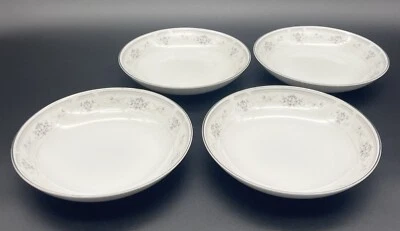 Nitto Cotillion Grey & White Roses Soup Plates 7.5” Set Of 4 Made in Japan - Image 1 of 4