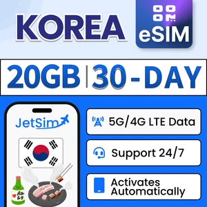 Korea eSIM - 20GB High-Speed, 30 Day JetSim/Travel SIM - Zdjęcie 1 z 6