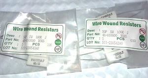 Resistencia de potencia de cemento cerámico axial de 5 vatios 100 ohmios 100RΩJ 10 un. - Imagen 1 de 1