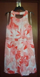 INC International Concepts Sz 14 Summer Dress Wht Pnk Melon Tropical Pattern - Picture 1 of 4