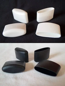 4 x foot caps 41 x 16 mm black / white chair caps protective caps ellipse tube