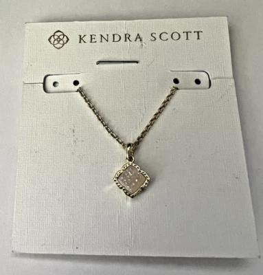 Kendra Scott Mallory Pendant Necklace in Gold Tone Iridescent Drusy NEW NWT - Image 1 of 4