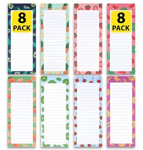 8 Pack Magnetic Notepads for Refrigerator Grocery Shopping To-Do List Reminders - Picture 1 of 4