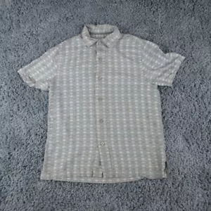 Tommy Bahama Shirt Mens Medium Gray Black Geometric Silk Camp Short Sleeve - Picture 1 of 12