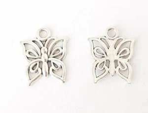 Lot 20 50 100 Antique Silver Pendant Butterfly Charms Drop 27 x 18mm US Seller - Picture 1 of 5