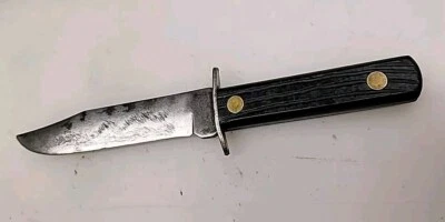 Vintage  Hunting 9" Fixed Blade Knife Stag Bakelite Grip Brass Rivet Full Tang - Image 1 of 4