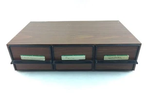 Vintage Faux Wood Audio Tape Cassette Case Storage Box 3 Trays Holds 33 - Picture 1 of 6