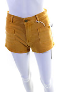 Frame Denim Women's Low Rise Pocket Detail Denim Mini Shorts Yellow Size 25