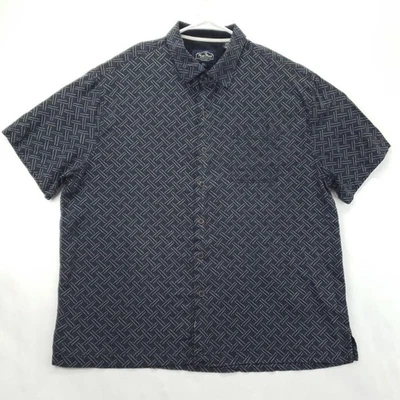 Nat Nast Shirt Mens XL Black Blue Geometric Silk Short Sleeve Classic Button - Image 1 of 4