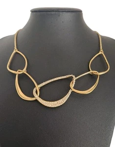 Alexis Bittar Signed Crystal Encrusted Goldtone 5 Links Orbiting Aura Necklace - Picture 1 of 16