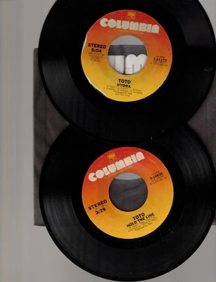 TOTO LOT 45RPM HYDRA HOLD THE LINE COLUMBIA CLASSIC ROCK - Image 1 of 2