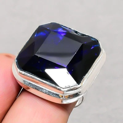 Anillo de joyería ajustable de regalo hecho a mano con piedras preciosas de cuarzo tanzanita facetadas SR 1080 Foto 1 de 4