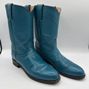 Stivali vintage Justin cowgirl da donna taglia 7 B blu western L3783 stivali made in USA - Foto 1 di 17