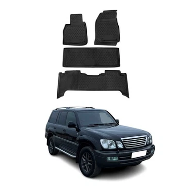 OMAC Floor Mats Liner for Lexus LX 470 1998-2007 Black TPE All-Weather 4 Pcs - Image 1 of 4