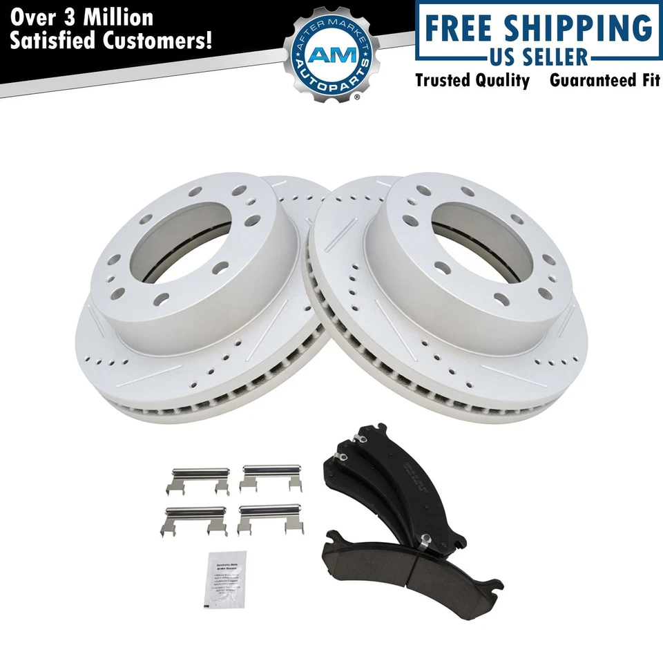 Pastilla de freno y rotor perforado ranurado Posi cerámica delantera kit para Chevy GMC Foto 1 de 4