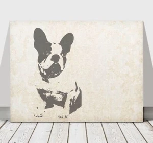 CUTE VINTAGE STYLE BULLDOG - CANVAS ART PRINT POSTER - Dog - 24x18" - Picture 1 of 1