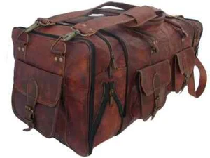 Nuevo Bolso de Lona Cuero Genuino Viaje Hombres Gimnasio Vintage Fin de Semana Equipaje Noche - Imagen 1 de 6