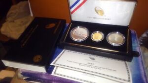 2013 W $5G, P S$1,  & S Clad 50C US Mint 5-Star Generals Comm. 3-coin Proof Set