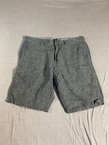 J Crew Shorts Mens 36 Black Flat Front 10.5" Inseam 100% LINEN Preppy Beach - Picture 1 of 12