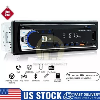 Bluetooth Car Stereo Audio In-Dash FM Aux Input Receiver USB MP3 Radio Player SD - Image 1 of 4