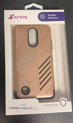 Funda LG Empire/Aristo 2/3 dorada. Protección 360. Foto 1 de 2