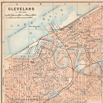 Mapa original plano de ciudad Cleveland 1909 OHIO Foto 1 de 4