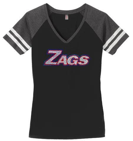 Women's Gonzaga Bulldogs Zags University Ladies Bling V-neck Shirt S-3XL Cover
