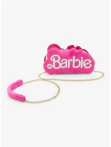 NWT - Barbie Logo Hot Pink Fuzzy Mini Crossbody Bag Clutch - Picture 1 of 1