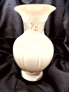 Lenox Porcelain Vase Rose Brocade 9" Ivory with Gold & Pink Details VINTAGE - Picture 1 of 5