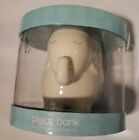 Pearhead Ceramic White Elephant Piggy Bank Spotred Ears 6" x 8" NEW IN BOX 